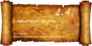 Lamberger Anina névjegykártya